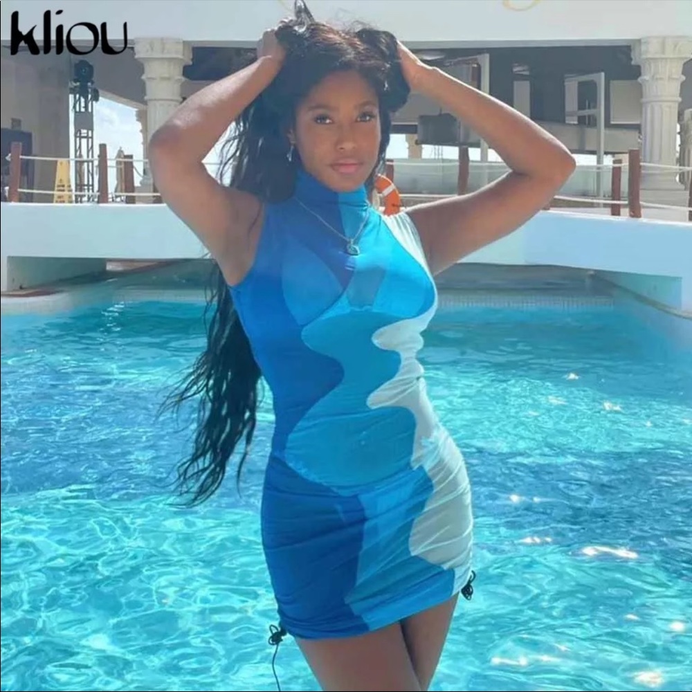 Blue mesh Dress